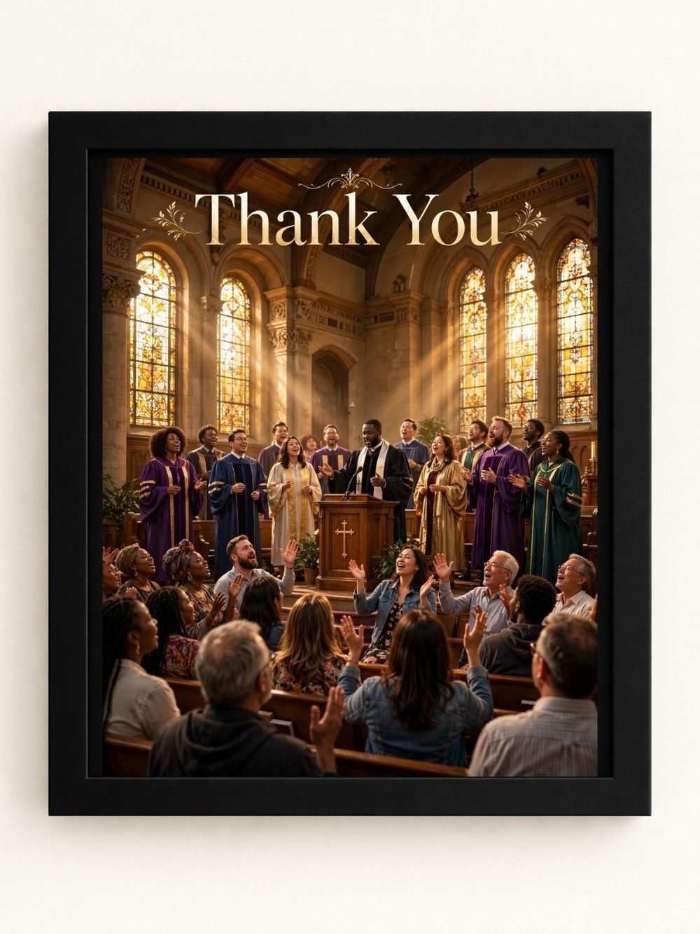Framed 'Thank You' Church Choir A.I.  Art Print - 8x10 Frame